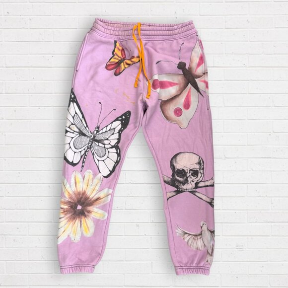 Juliet Johnstone JJ Butterfly Skull Purple Lavender Joggers Pants Sweatpants M - Picture 1 of 6